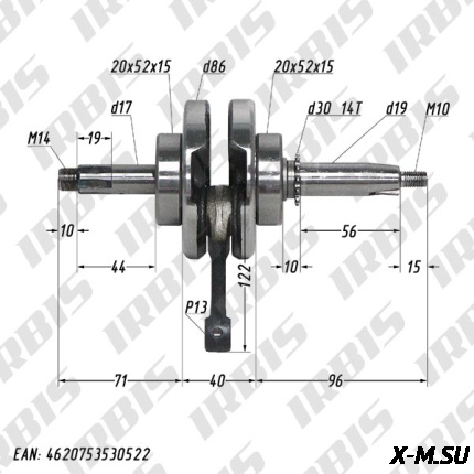 Вал коленчатый в сборе 4Т 139FMB,147FMH (h41,4) p13mm; DELTA, ALPHA, ATV50 