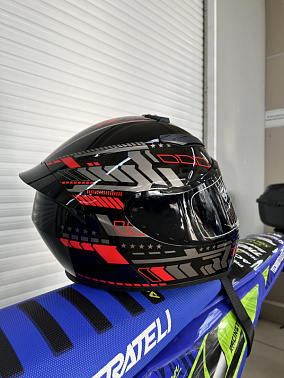 Шлем интеграл HETOSHI XD1-96 цв. Черно красный глянцевый  р. L