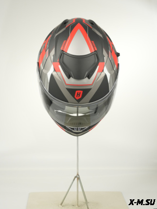 Шлем модуляр HETOSHI FF935 Shogun цв.Черно-серо-красный  Матовый  р.M